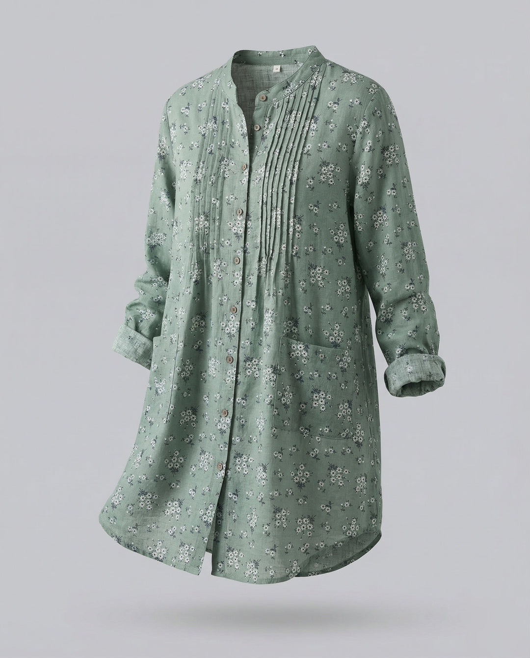 Damen leichte Leinen-Tunika mit floralem Print.