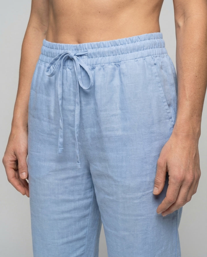 Damen leichte Leinenhose mit geradem Schnitt.