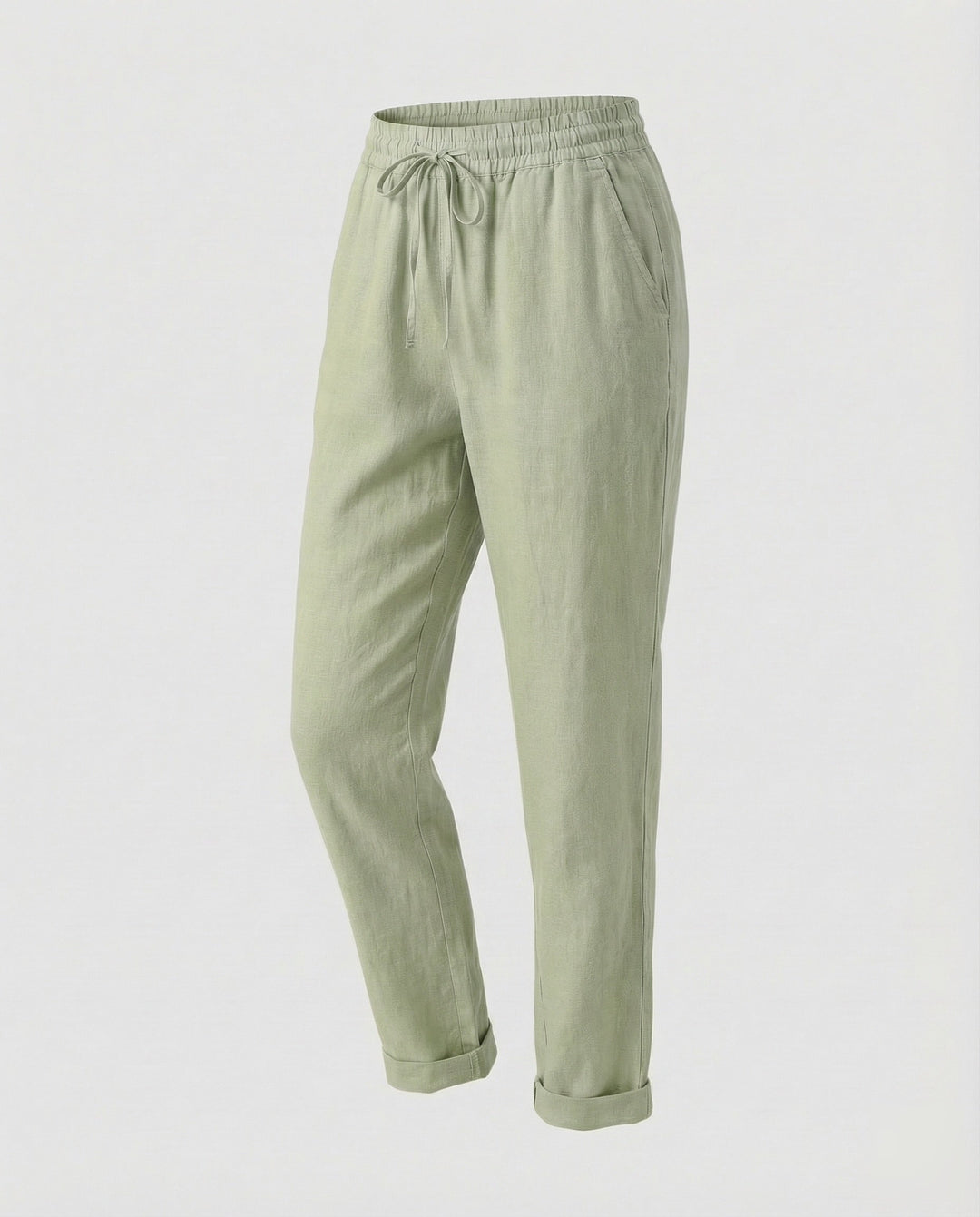 Damen leichte Leinenhose mit geradem Schnitt.