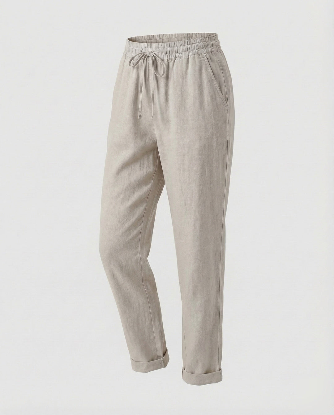 Damen leichte Leinenhose mit geradem Schnitt.