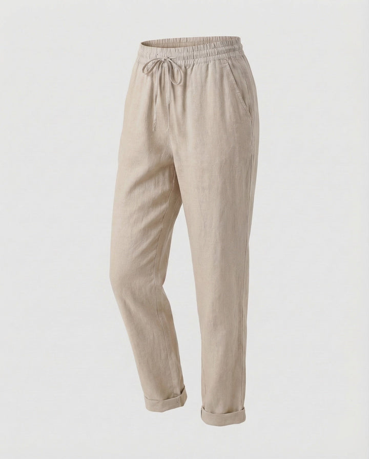 Damen leichte Leinenhose mit geradem Schnitt.