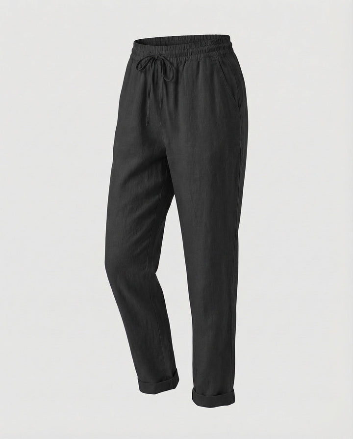 Damen leichte Leinenhose mit geradem Schnitt.