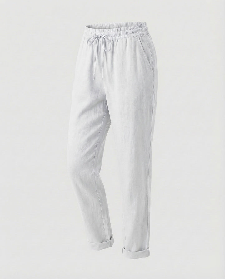 Damen leichte Leinenhose mit geradem Schnitt.