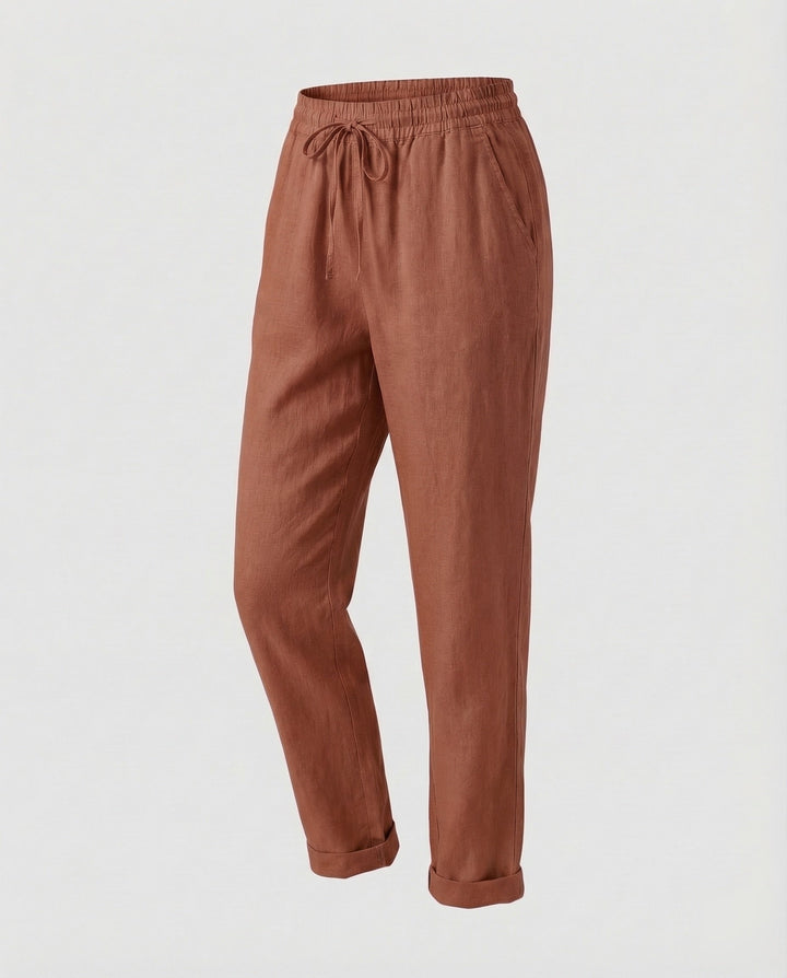 Damen leichte Leinenhose mit geradem Schnitt.
