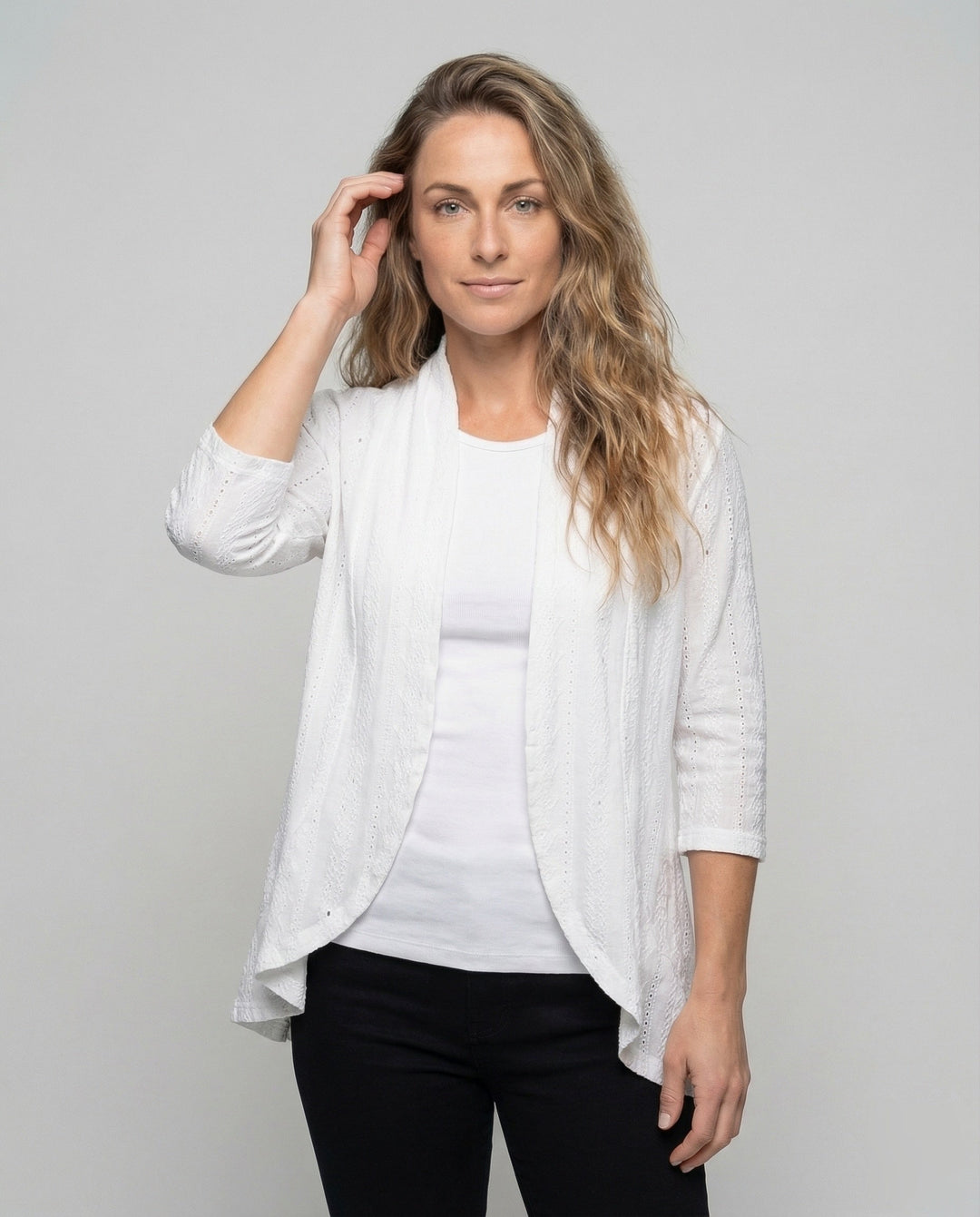 Damen leichte Lochstickerei-Tunikajacke.