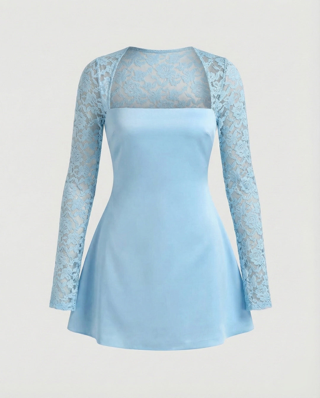 Damen trägerloses Minikleid mit Spitzenärmeln