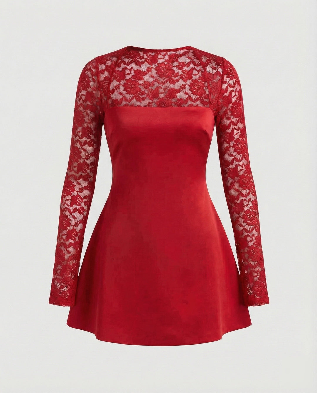 Damen trägerloses Minikleid mit Spitzenärmeln