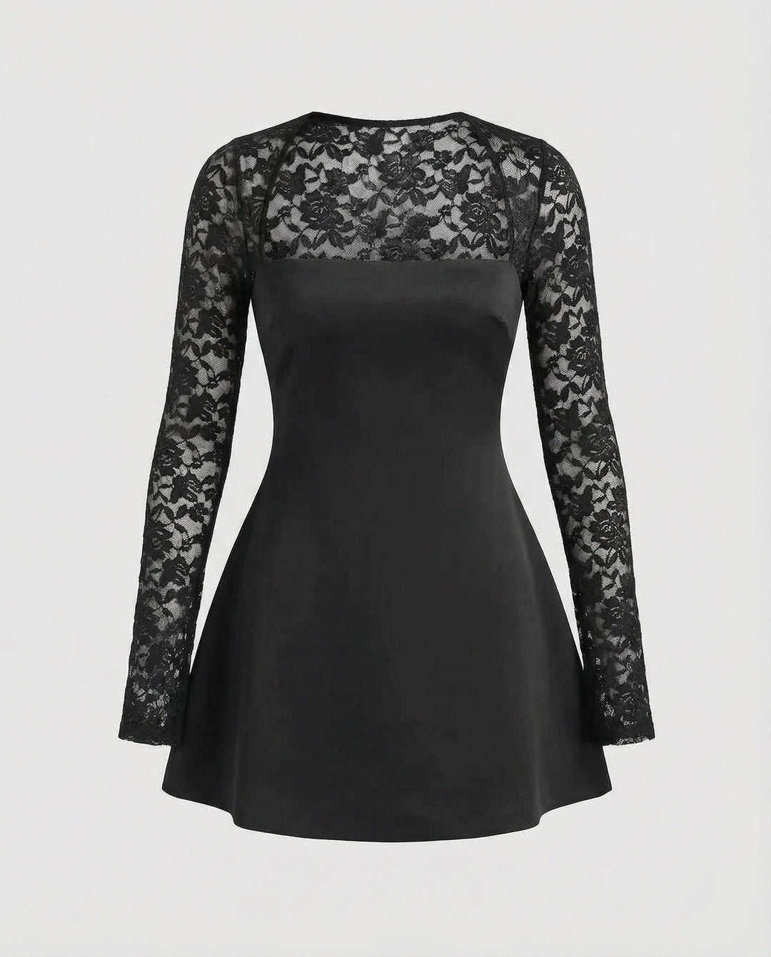 Damen trägerloses Minikleid mit Spitzenärmeln