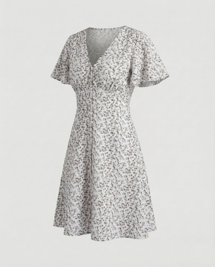 Damen Wickel-Minikleid mit Flatterärmeln