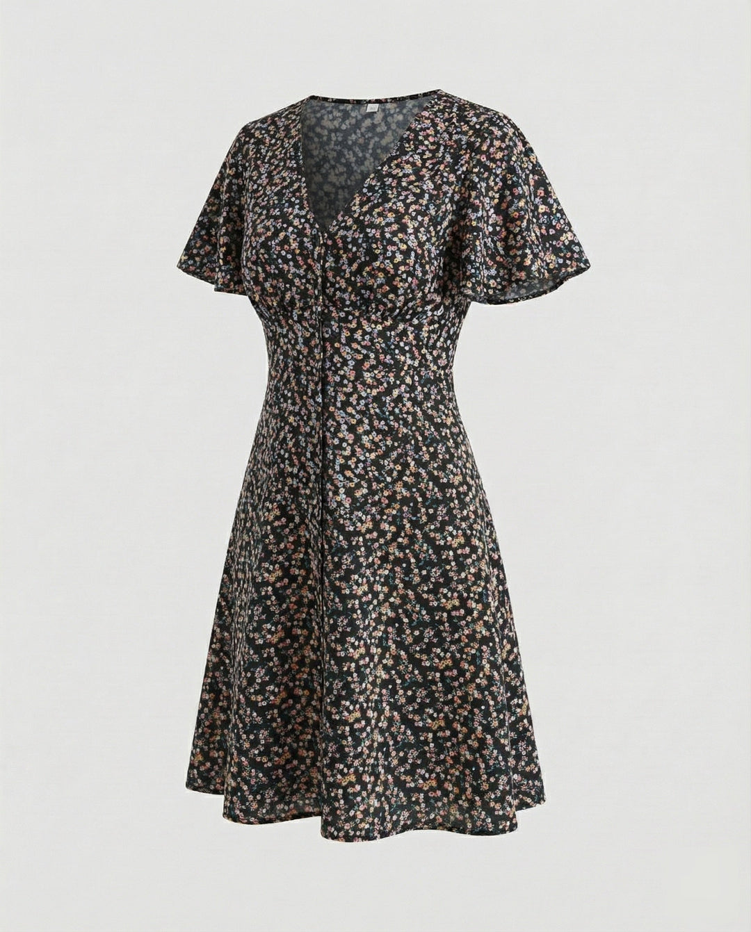 Damen Wickel-Minikleid mit Flatterärmeln