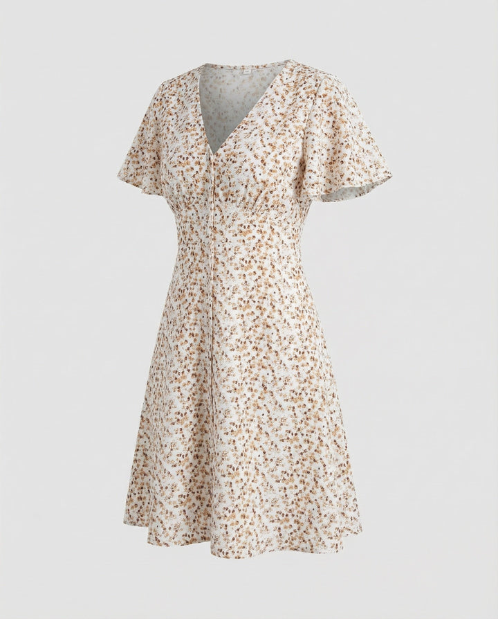 Damen Wickel-Minikleid mit Flatterärmeln
