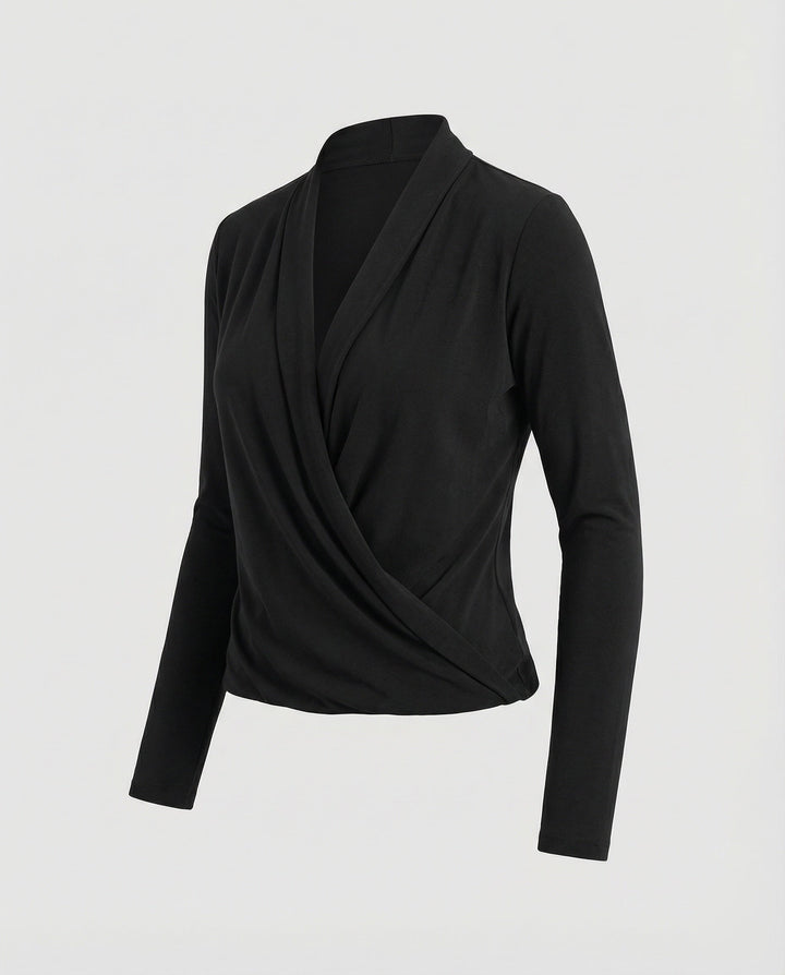 Damen Wickelbluse mit Wasserfalldrapierung