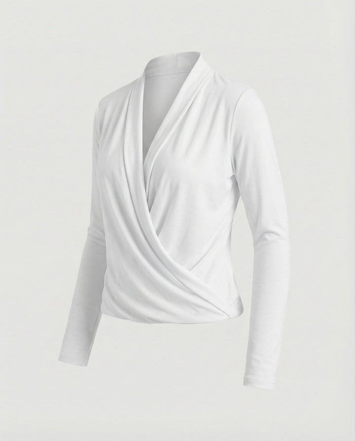 Damen Wickelbluse mit Wasserfalldrapierung