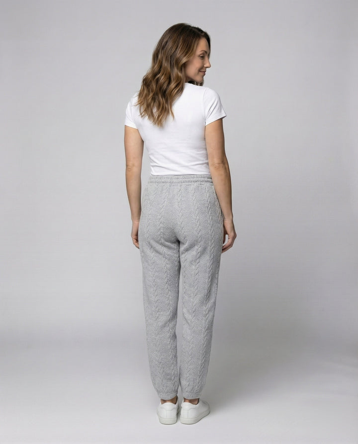 Damen Zopfstrick-Loungehose mit Tunnelzug