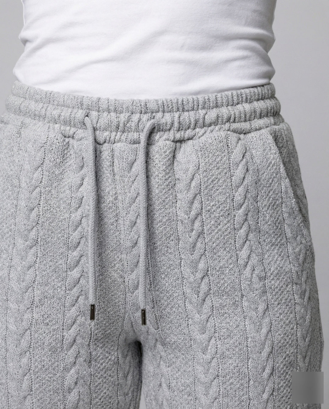 Damen Zopfstrick-Loungehose mit Tunnelzug