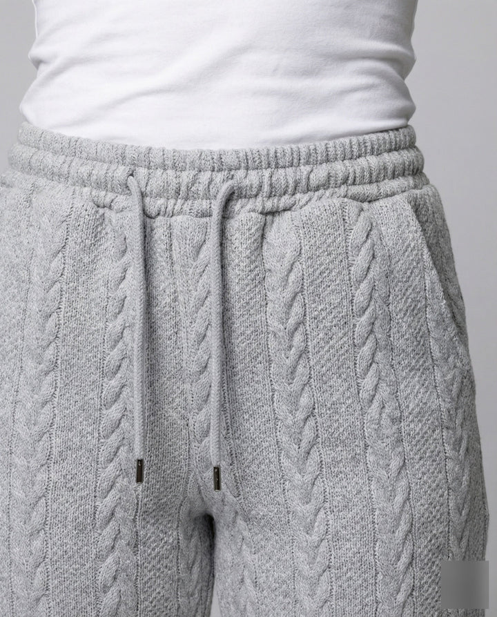 Damen Zopfstrick-Loungehose mit Tunnelzug
