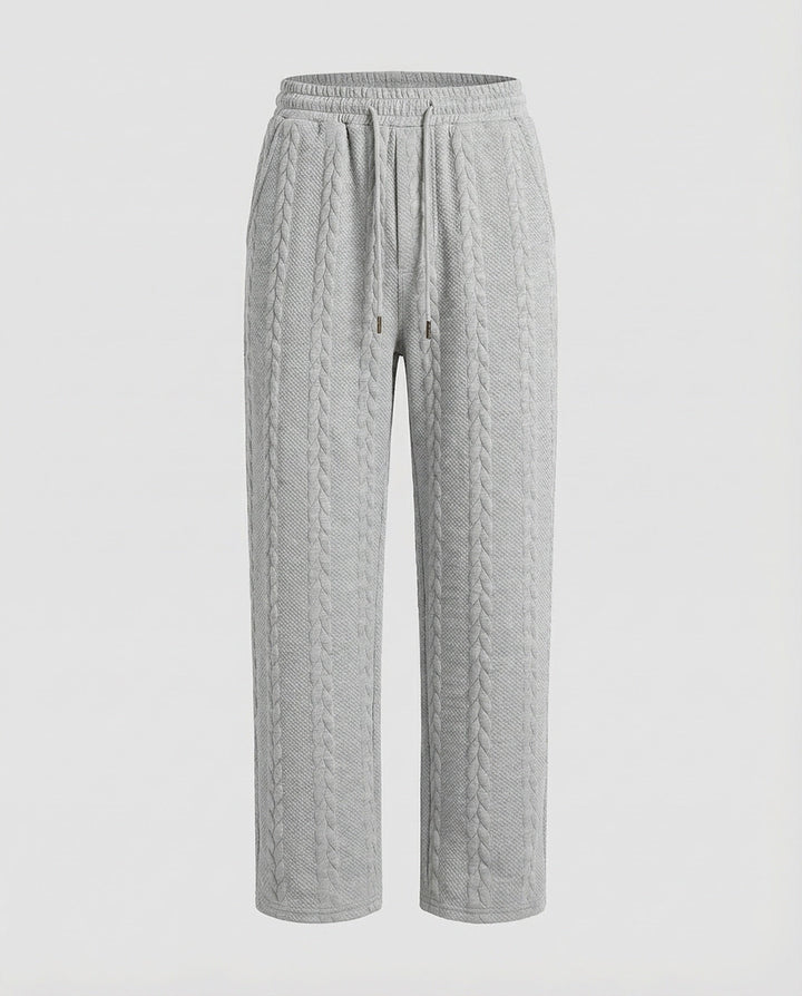 Damen Zopfstrick-Loungehose mit Tunnelzug