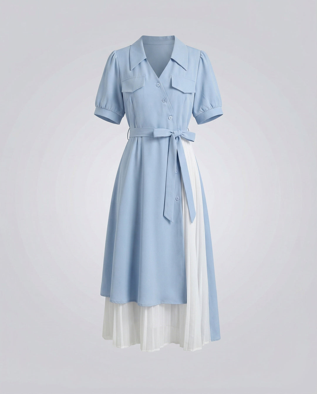 Damen zweilagiges Hemdkleid mit plissiertem Unterrock