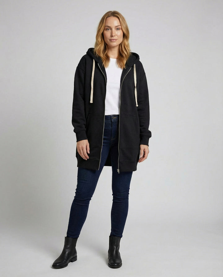 Knielanger Komfort Hoodie Damen