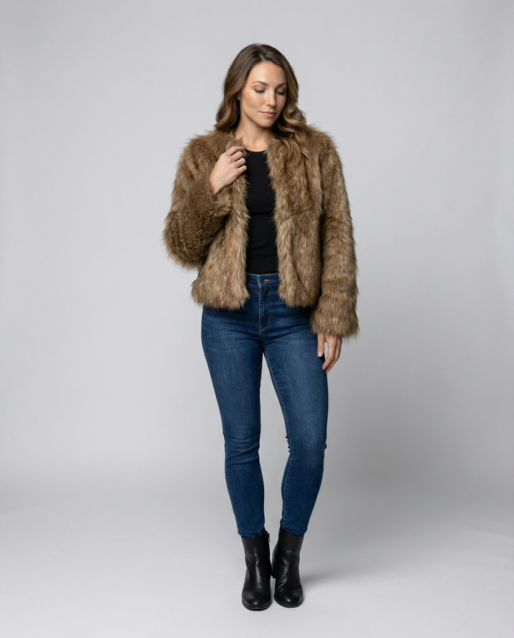 Luxuriöser Plüsch Wintermantel Damen