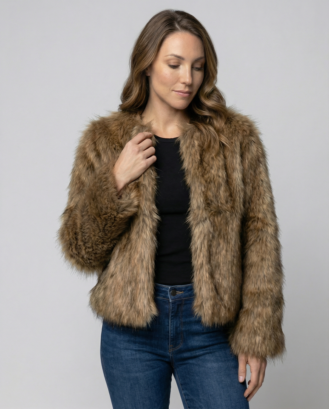 Luxuriöser Plüsch Wintermantel Damen