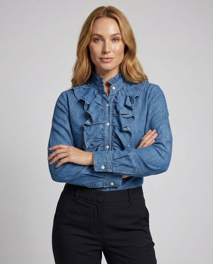 Elegante Gerüschte Bluse Damen