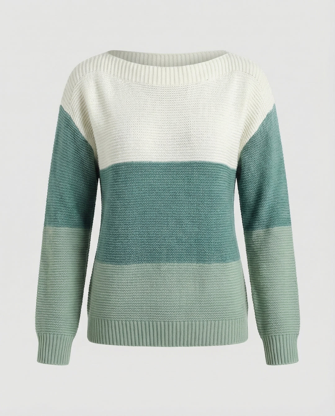 Dreifarbiger Patchwork Pullover Damen