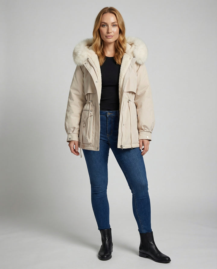 Warme Pelz Winterjacke Damen