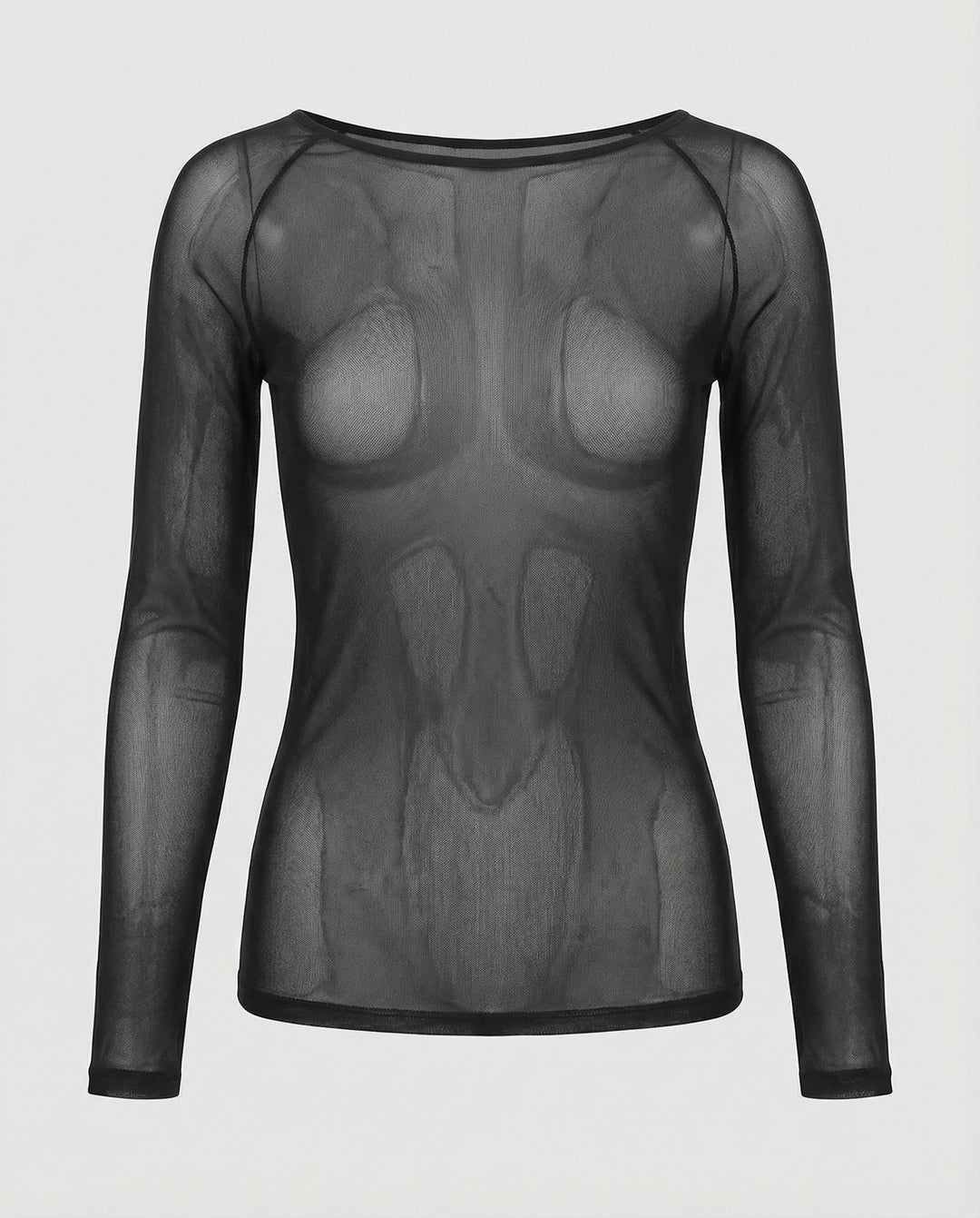Transparentes Mesh Langarm Top