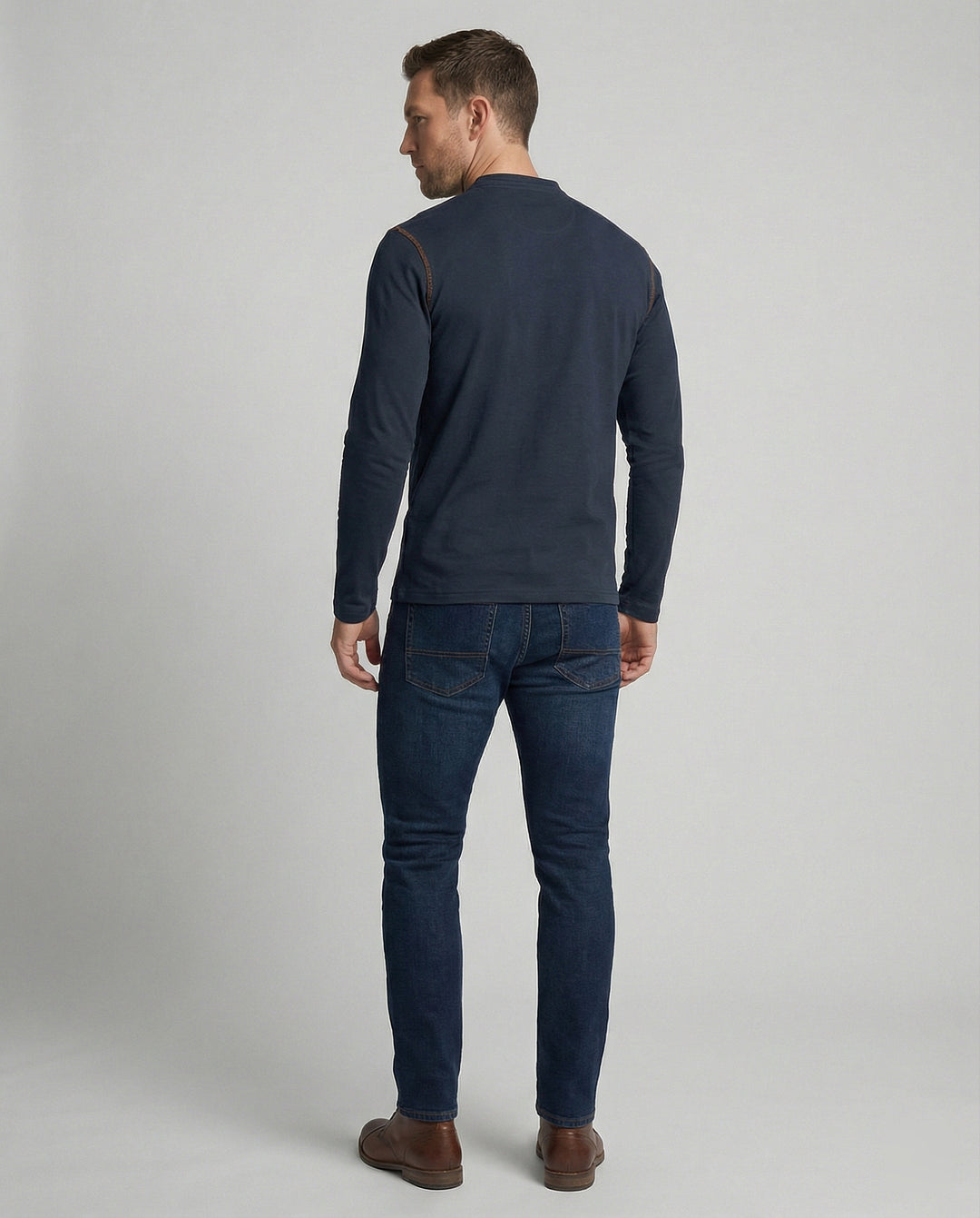 Langarm Henley Shirt