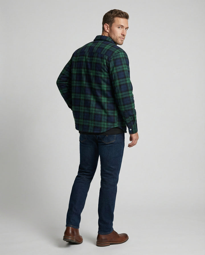 Fleecegefütterte Karierte Winterjacke
