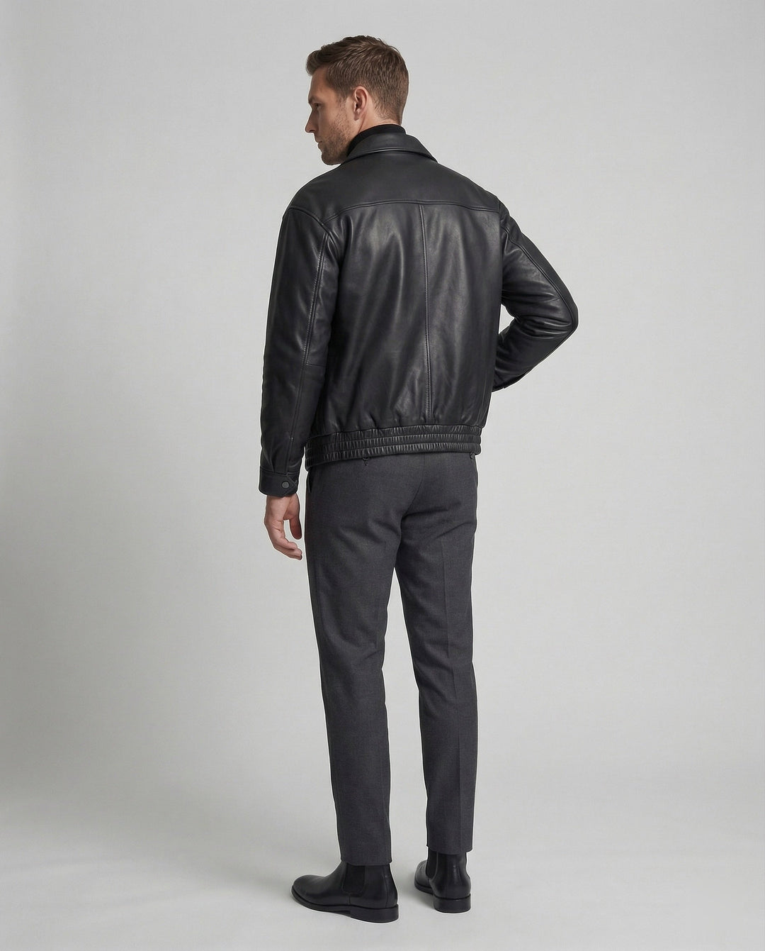 Herren Lederoptik Blouson Minimal