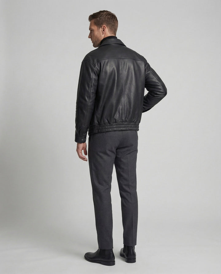 Herren Lederoptik Blouson Minimal