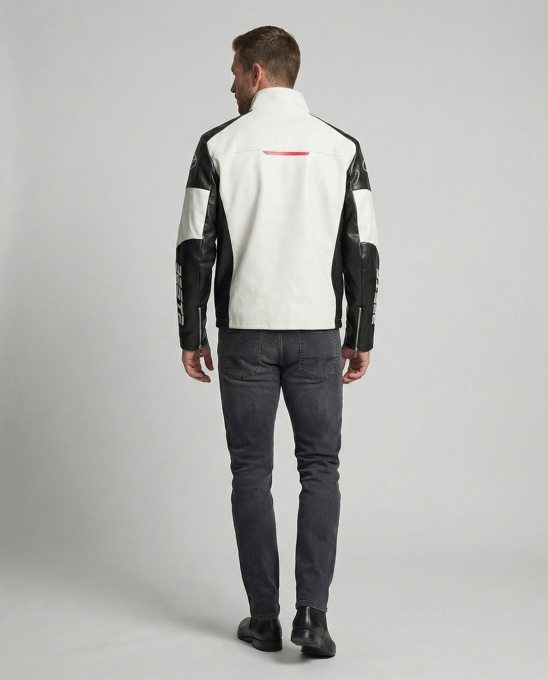 Herren Racing Bikerjacke Kunstleder