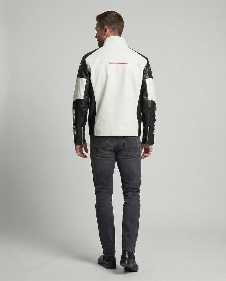 Herren Racing Bikerjacke Kunstleder