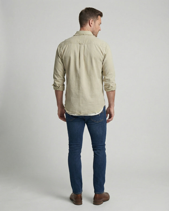 Herren lässiges Button-Down-Hemd mit asymmetrischem Saum
