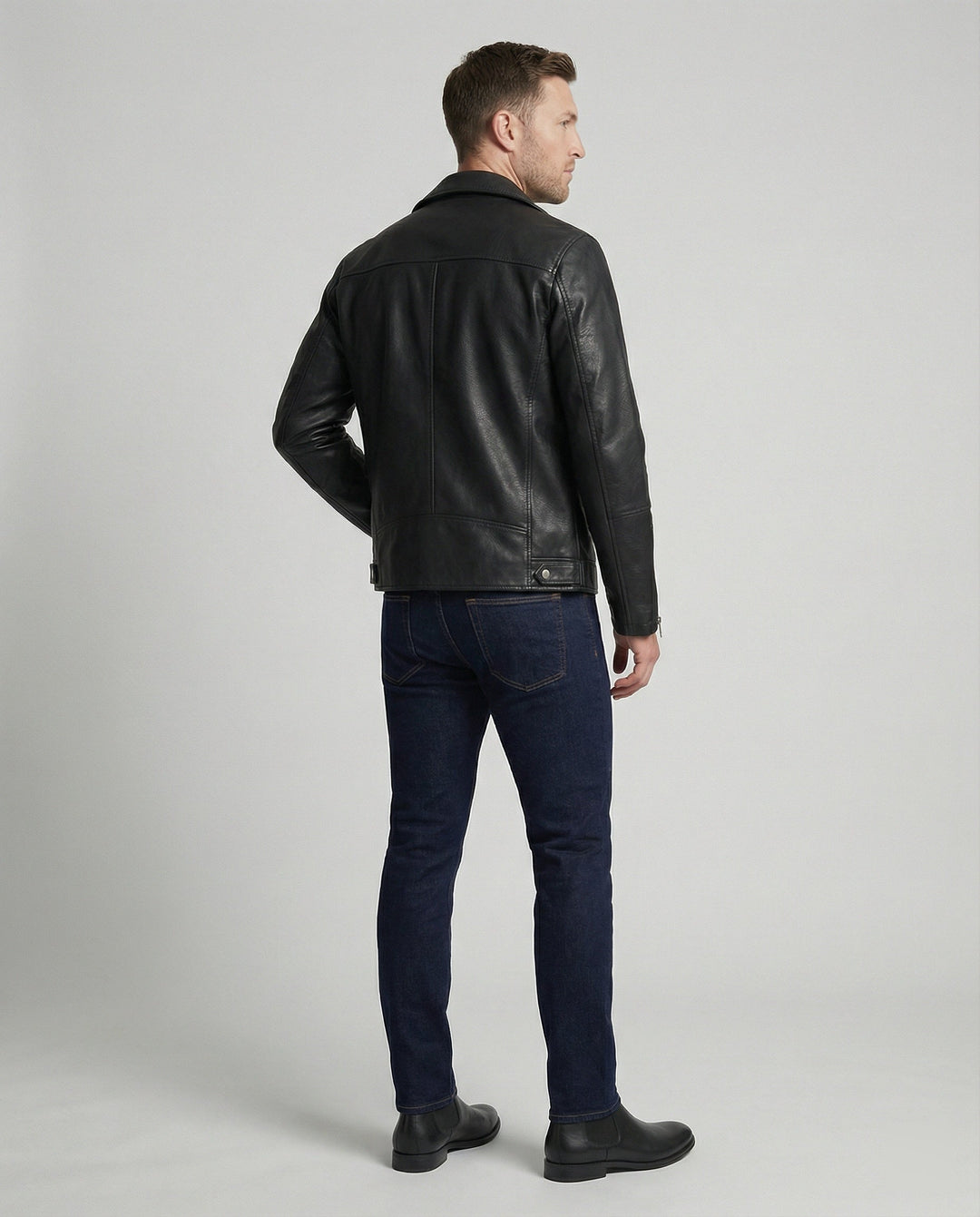 Herren Nappaleder Motorradjacke