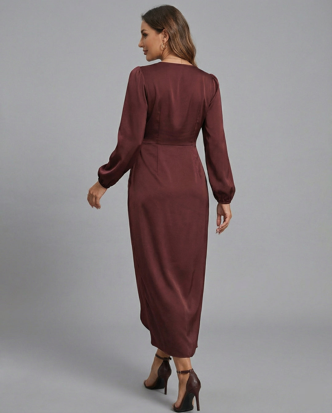 Elegantes Wickelkleid Damen Midi