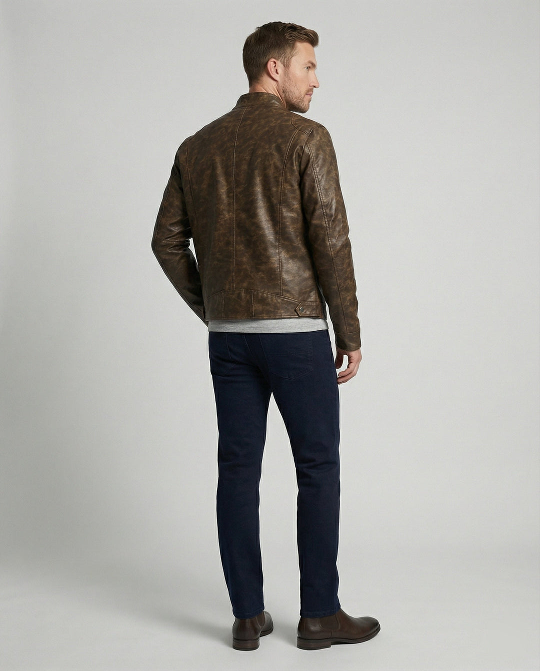 Herren Vintage Lederjacke asymmetrisch
