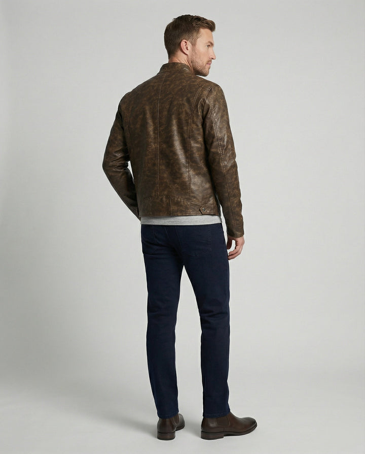 Herren Vintage Lederjacke asymmetrisch
