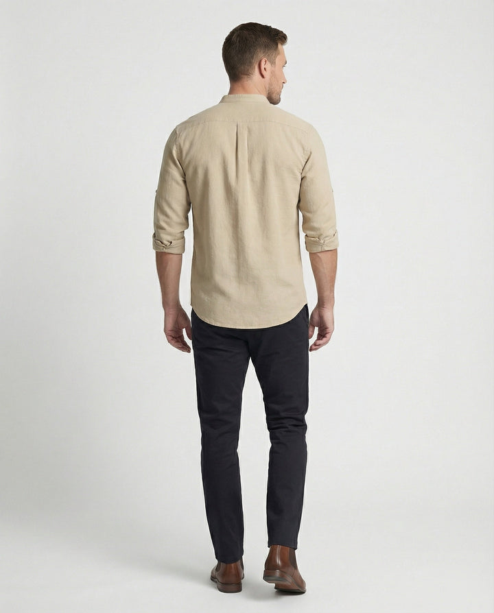 Herren Stehkragenhemd Regular Fit