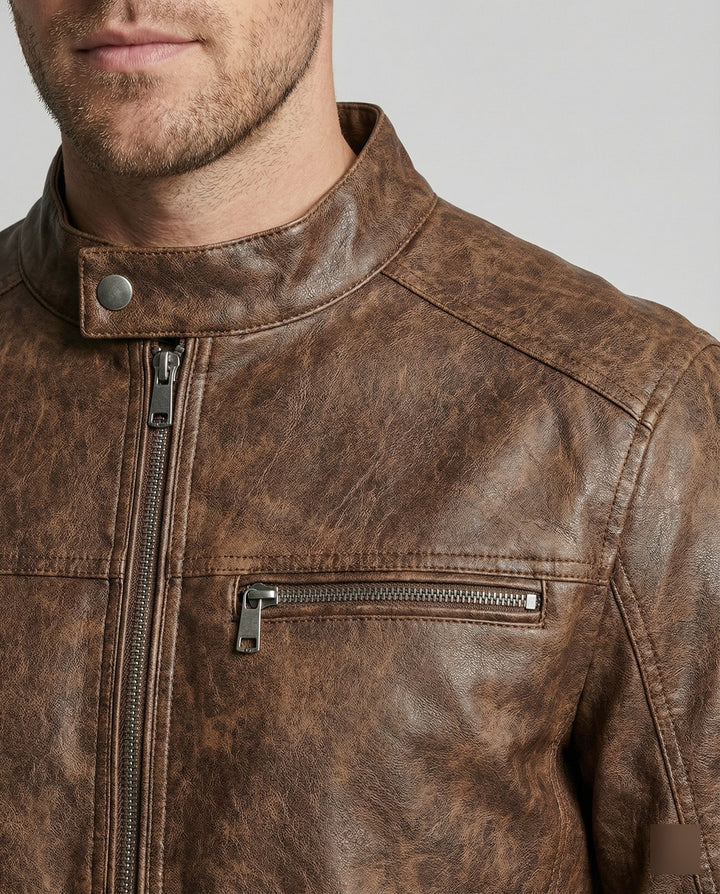 Herren Vintage Lederjacke asymmetrisch