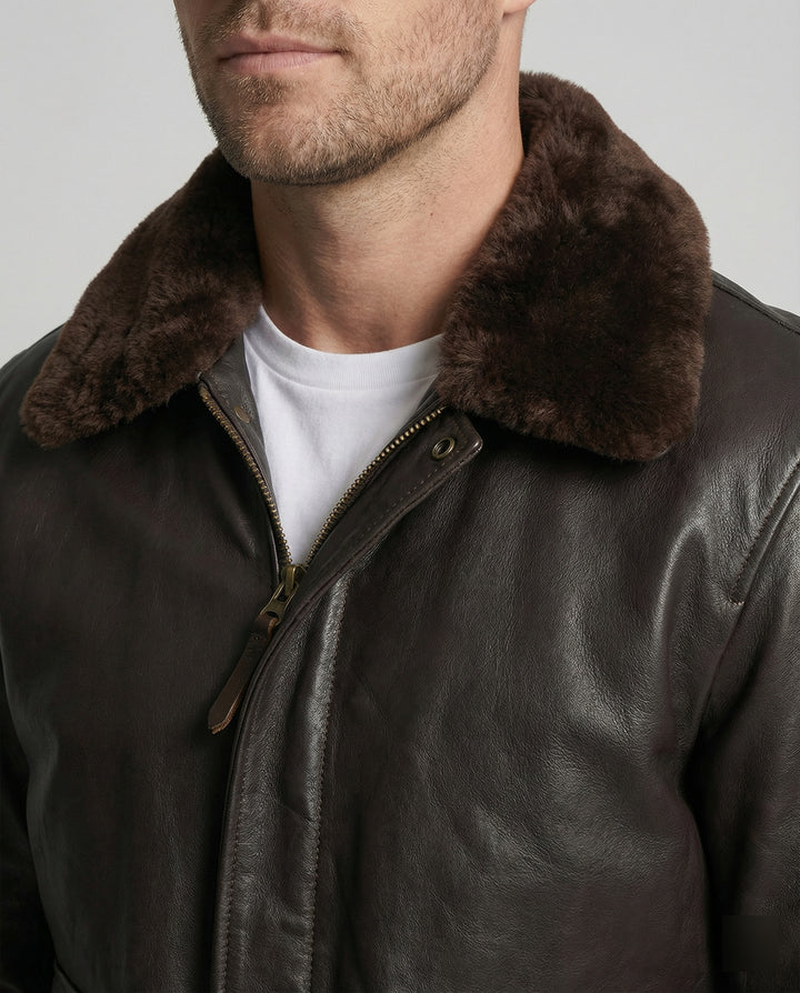 Stylische Warme Lederjacke