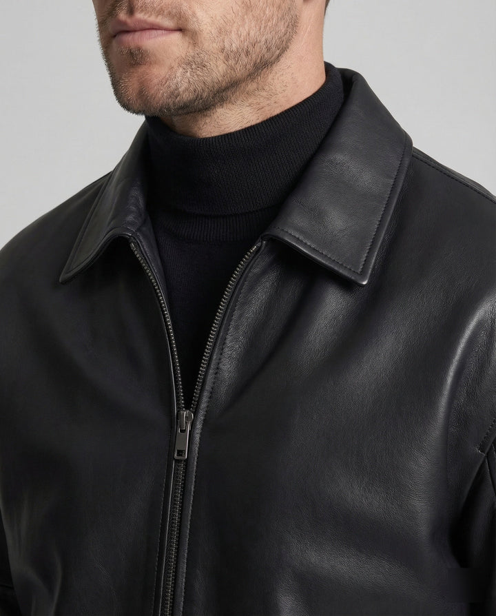 Herren Lederoptik Blouson Minimal