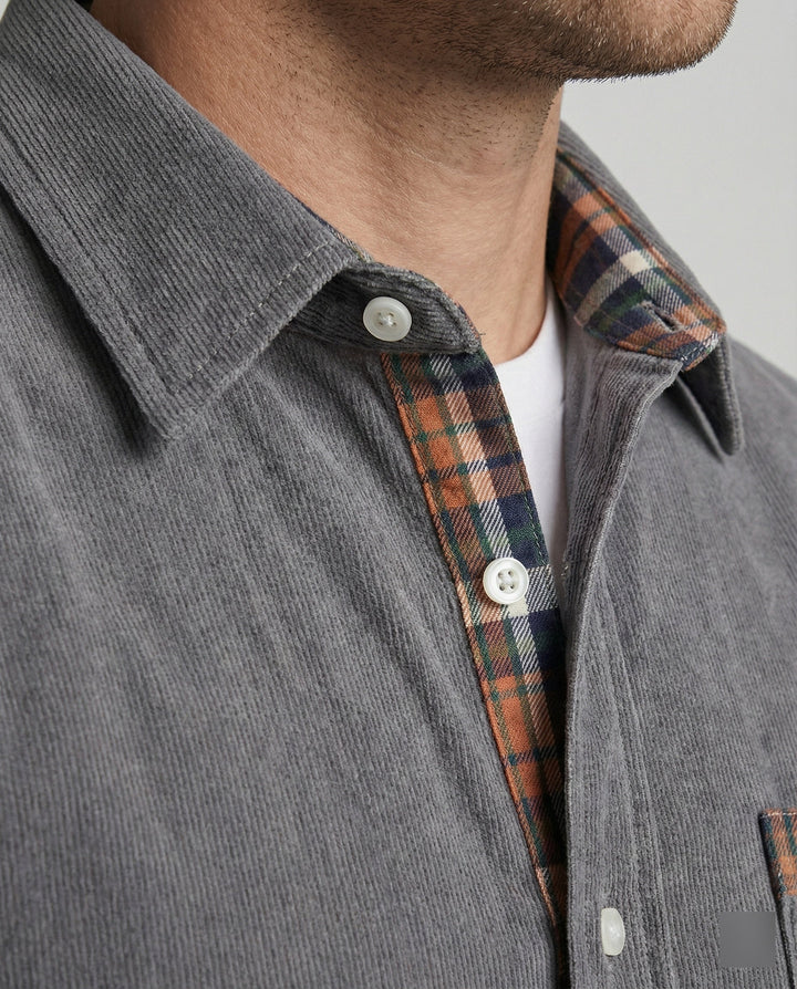 Herren Langarmhemd mit Kontrastdetail