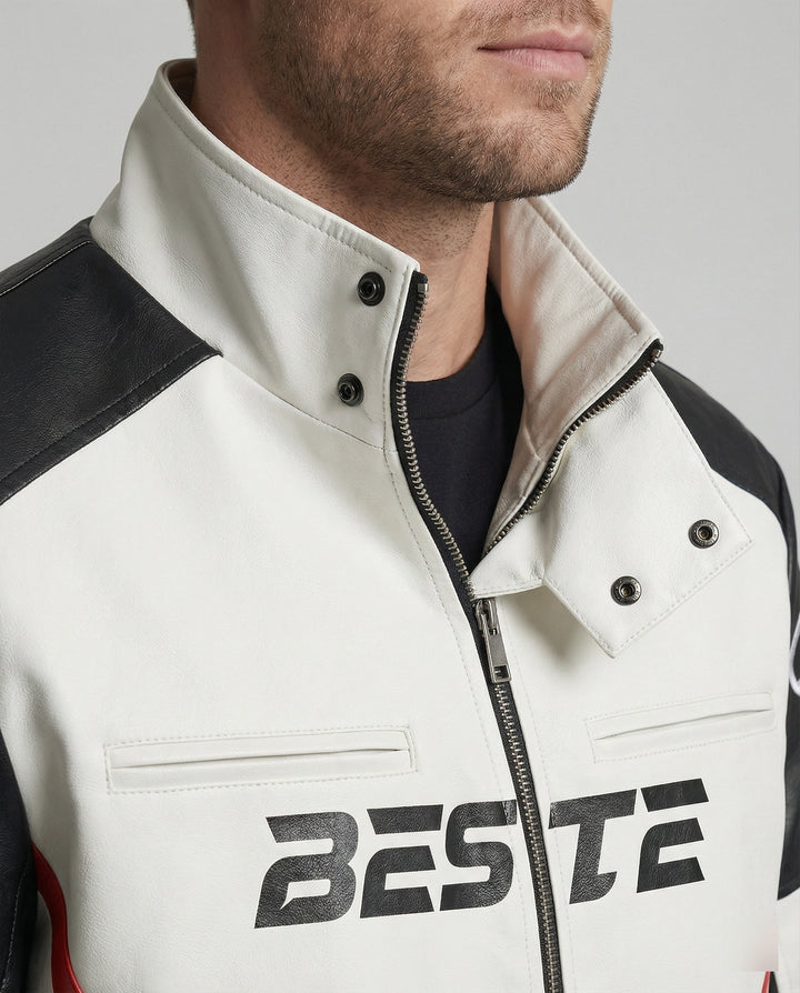 Herren Racing Bikerjacke Kunstleder