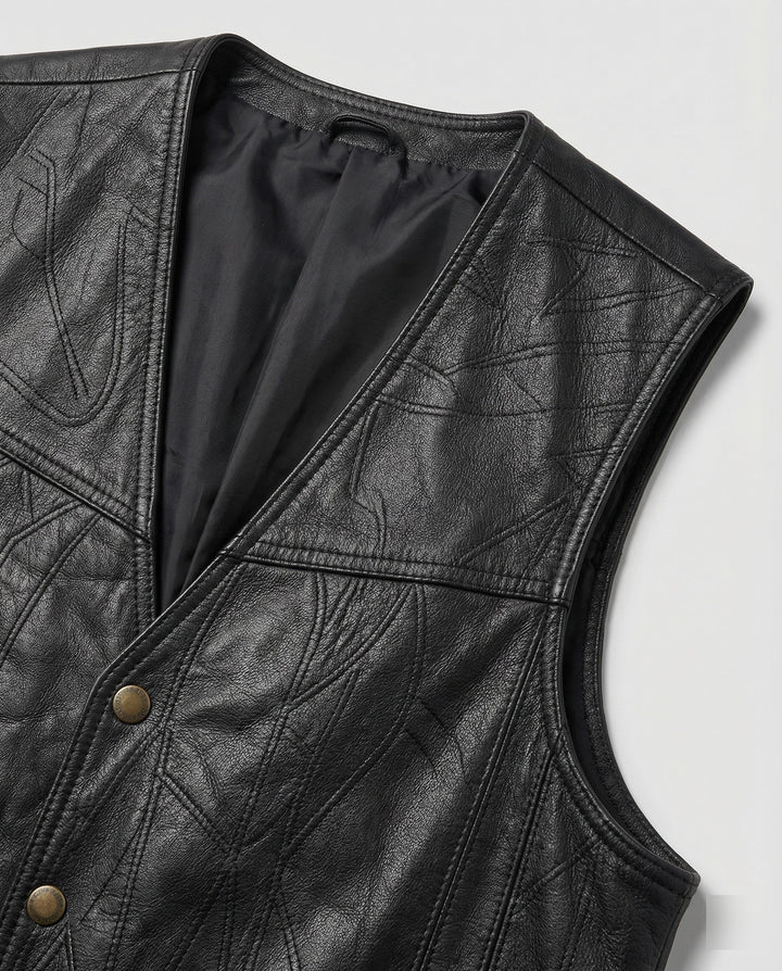 Herren Biker Lederweste