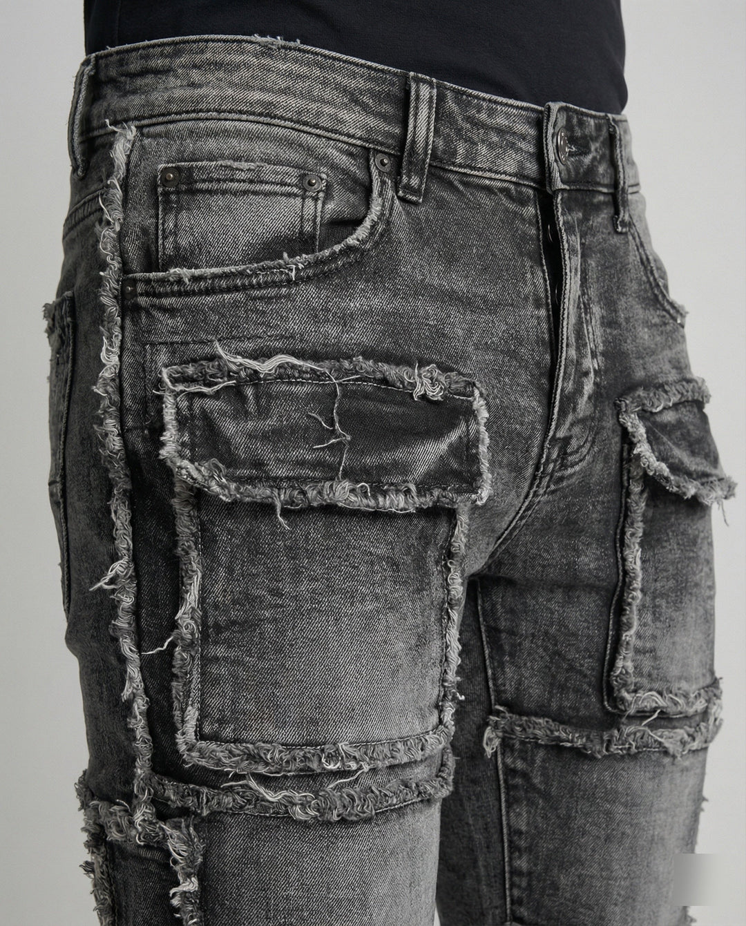 Herren Slim Fit Jeans mit Cargotaschen