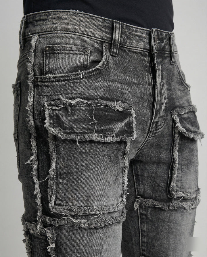 Herren Slim Fit Jeans mit Cargotaschen
