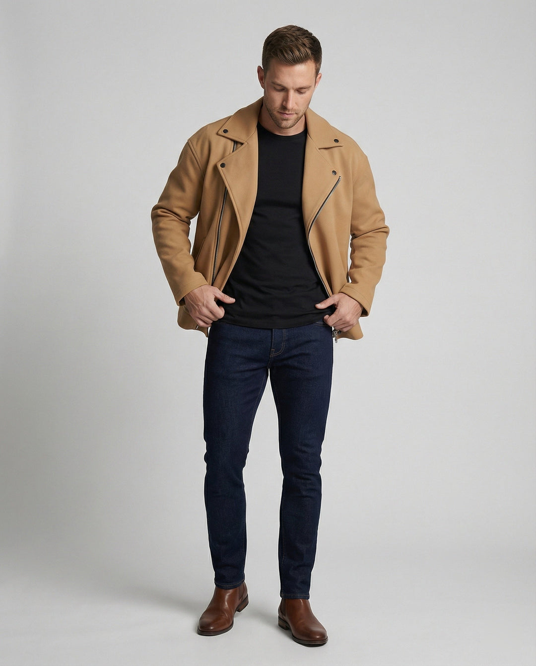 Herren Bikerjacke Leder Weste